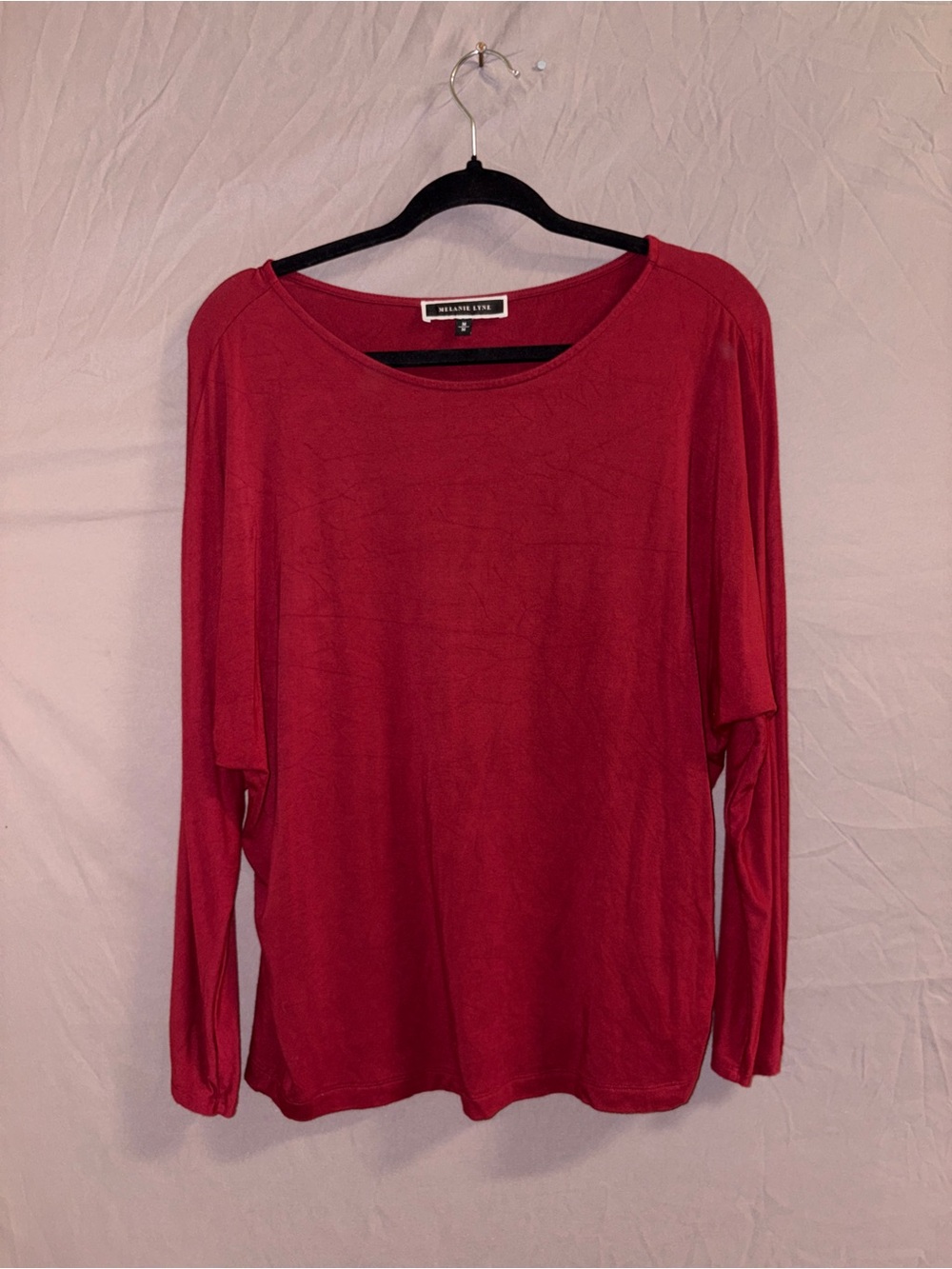 Women's Red Long-Sleeve Scoop Neck Top